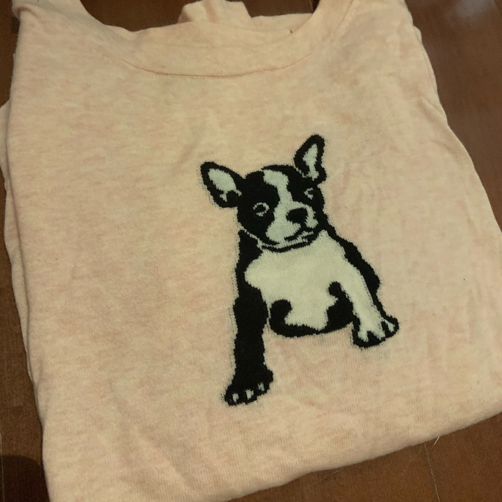 J. Crew Crewneck Sweater w/ French Bulldog Detail